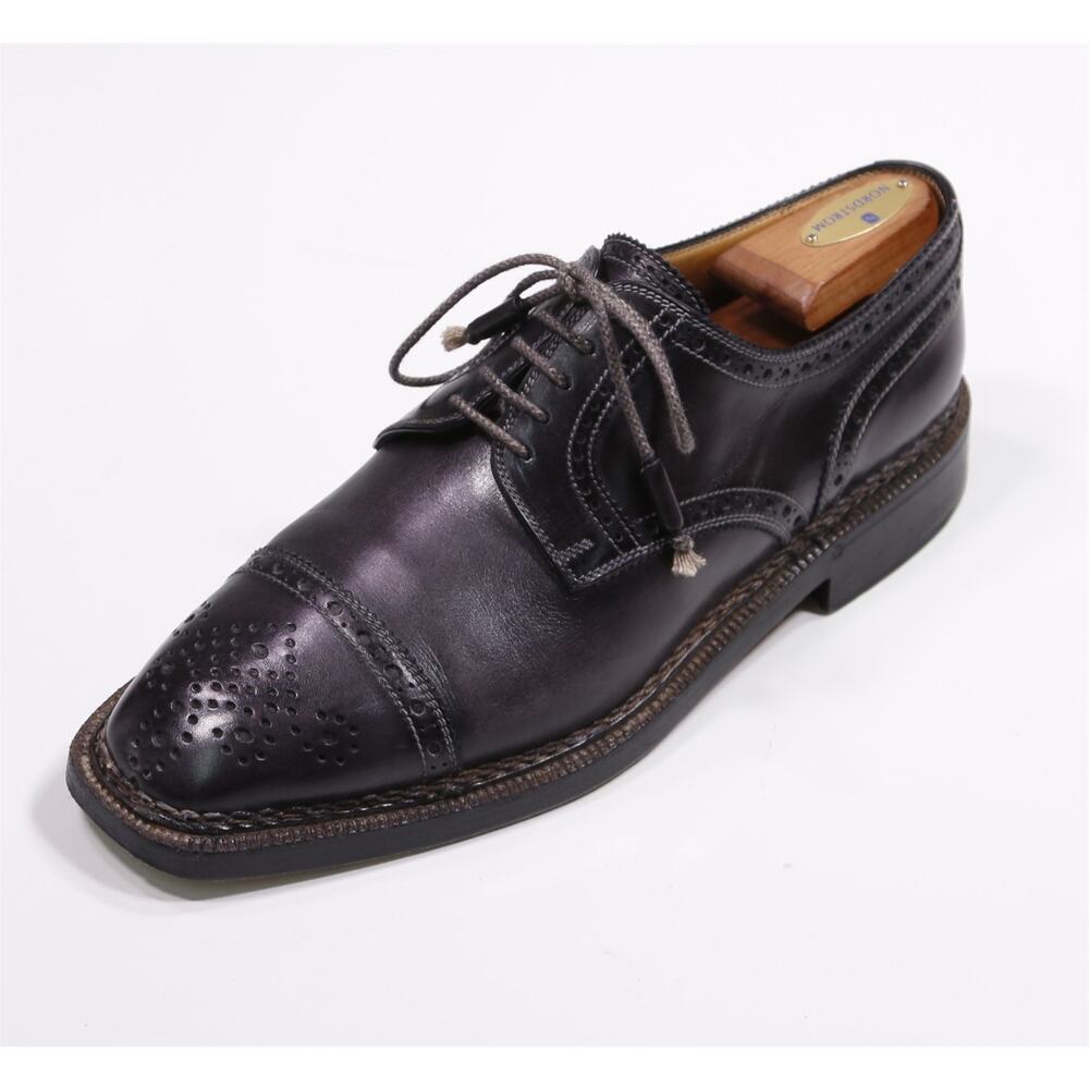 StefanoBi for Domenico Vacca Black Captoe Oxford Norvegese Dress Shoes UK 10